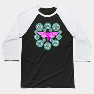 Dragonfly Mandala Ripples Baseball T-Shirt